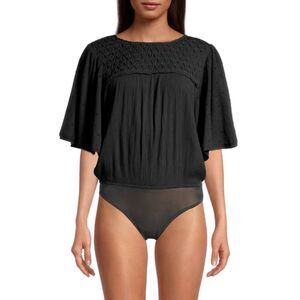 NWT Free People Intimately Perfect Catch Bodysuit In Black, Size M